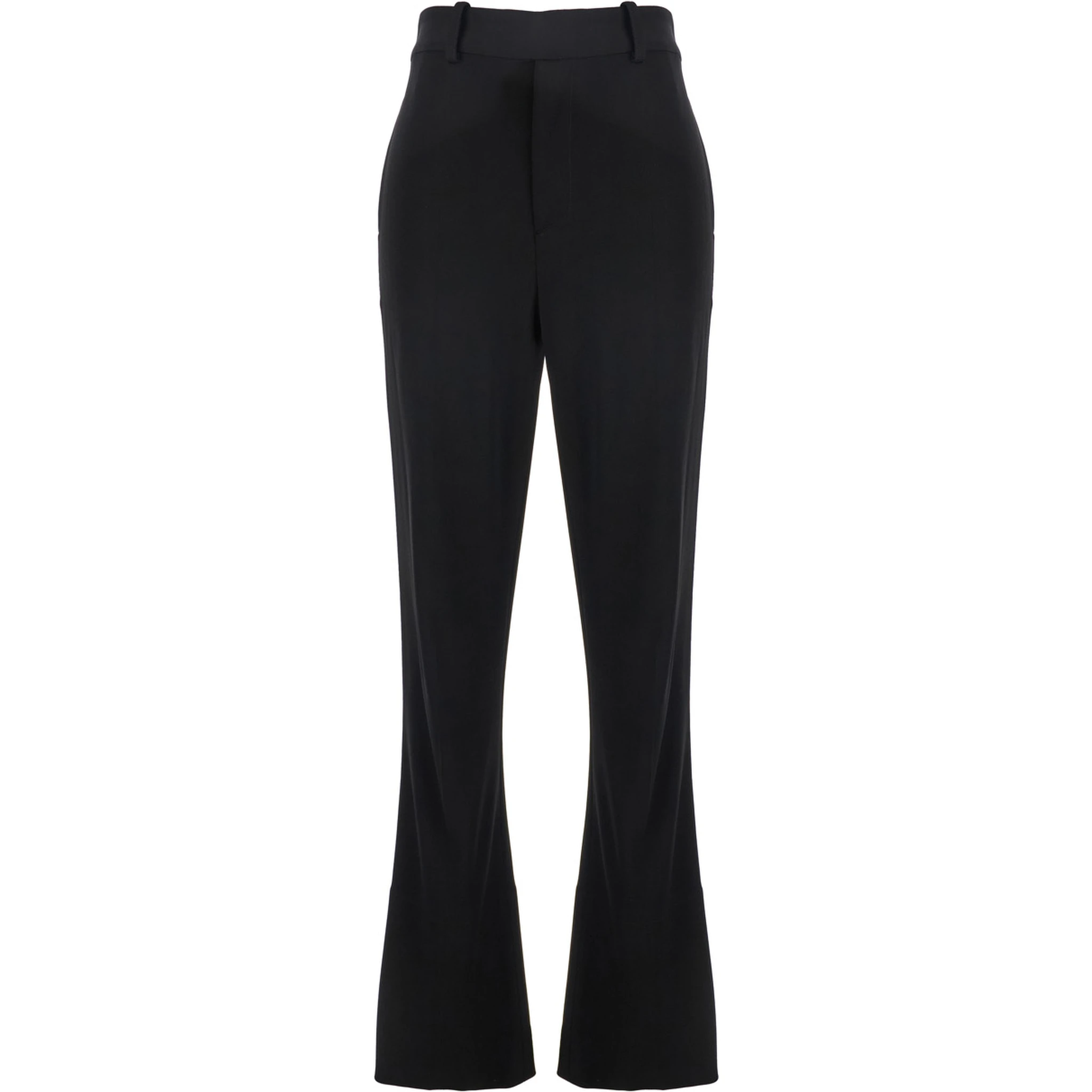 Black Flared Pants with Belt Loops in Viscose Blend Woman