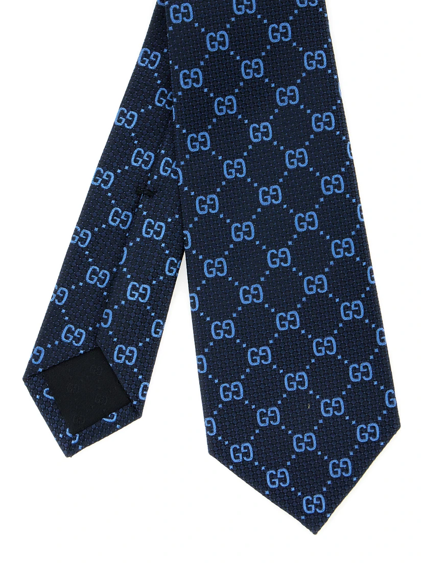Blue Tie with GG All-Over Motif in Silk Man