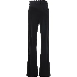Black Flared Pants with Belt Loops in Viscose Blend Woman