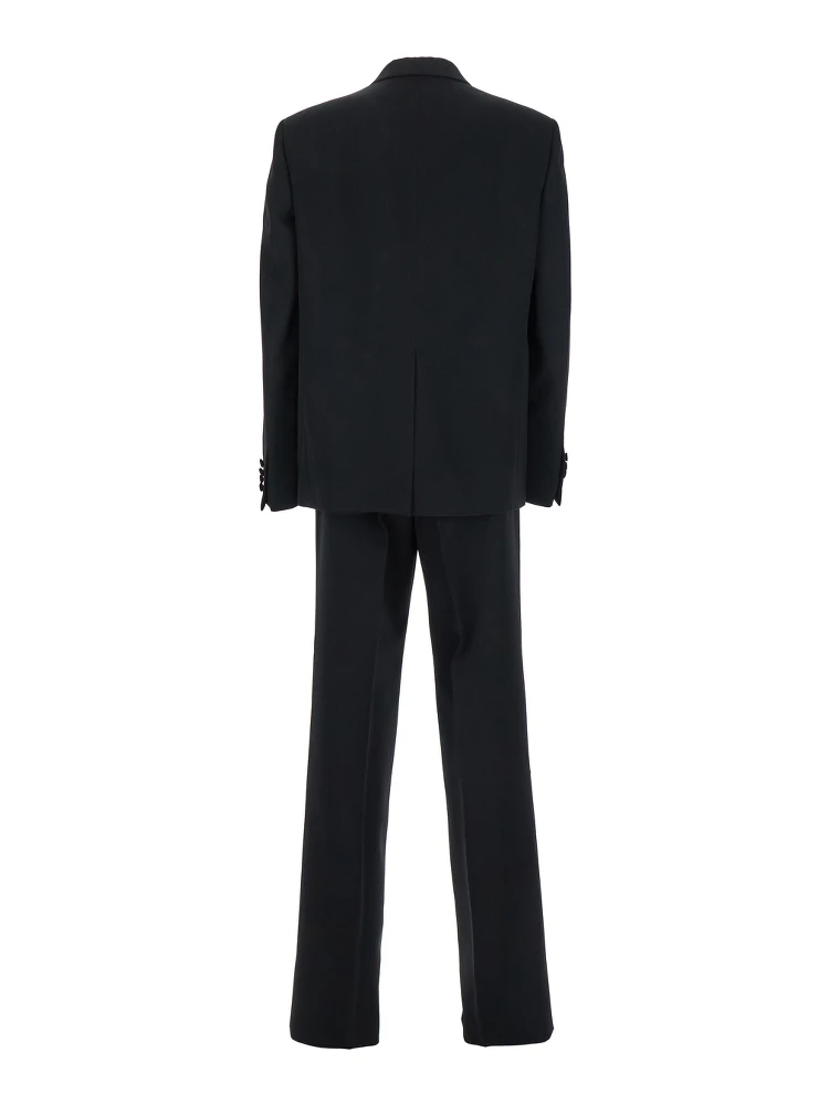 Black Double-Breasted Suit with G Detail in Wool Man alternative