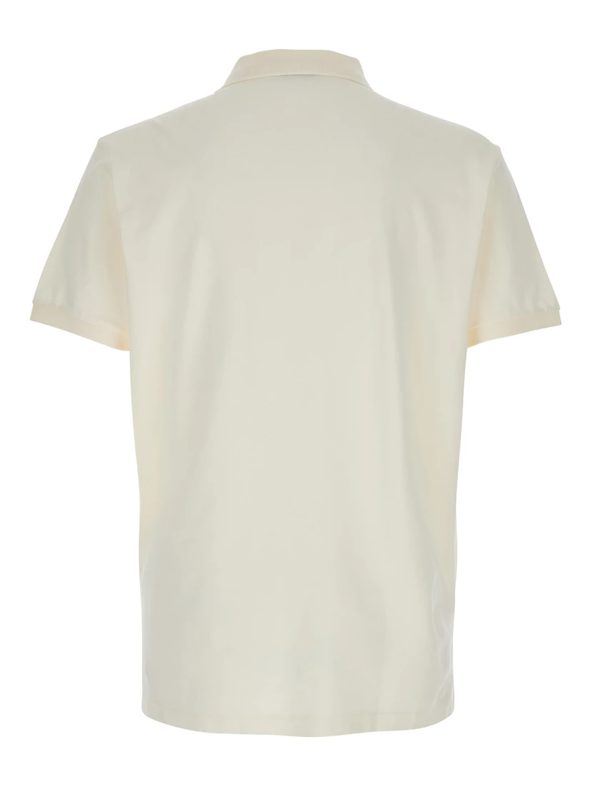 "Custom Slim Fit" White Polo Shirt with Large Pony Detail on the Front in Cotton Piquet Man