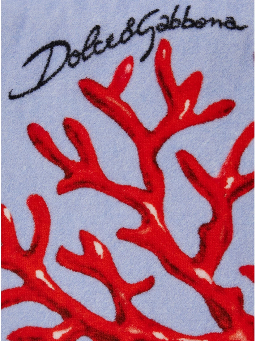 Light Blue Beach Towel with All-Over Print in Cotton Home