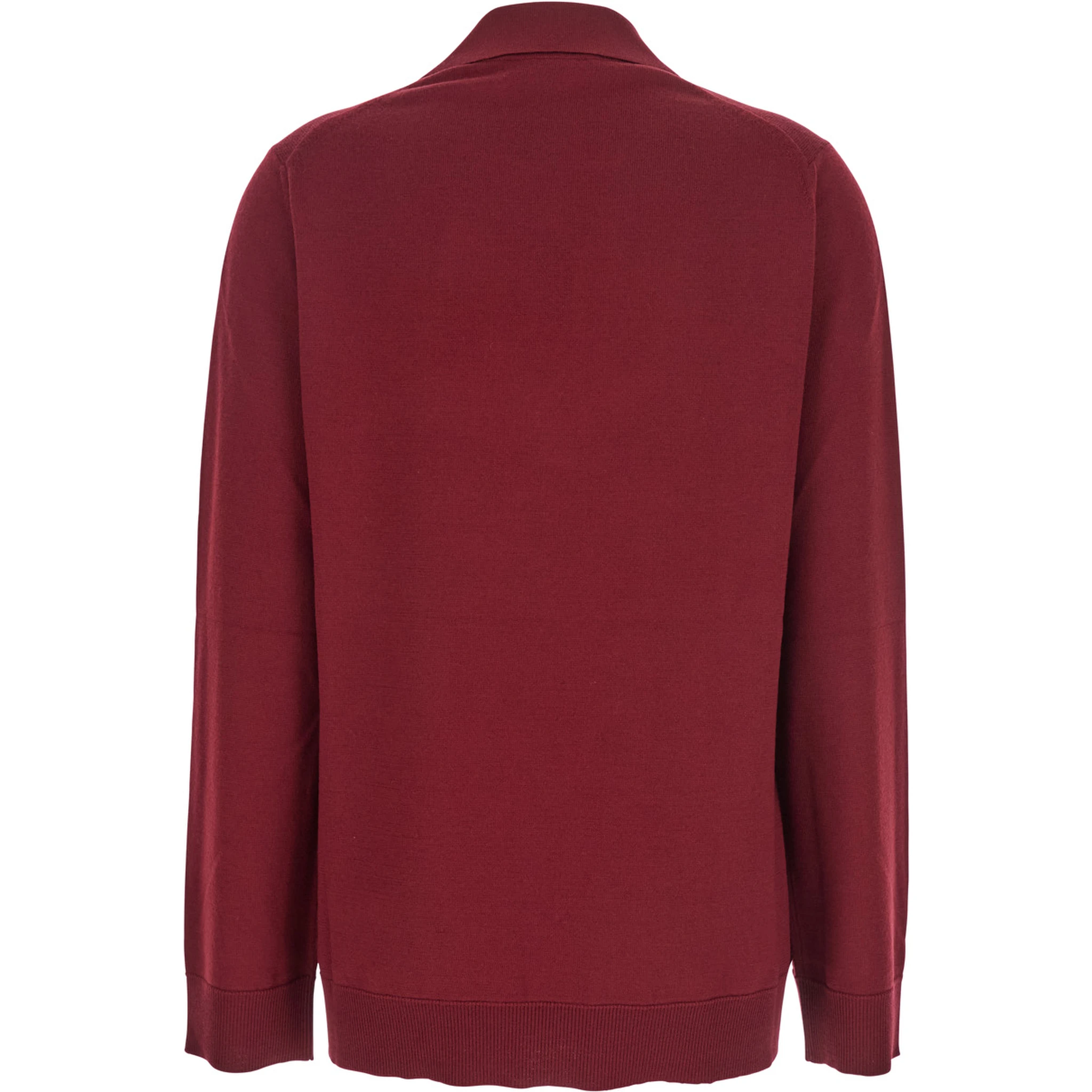 Bordeaux Polo Collar Sweater with GG Logo on the Front in Wool Woman