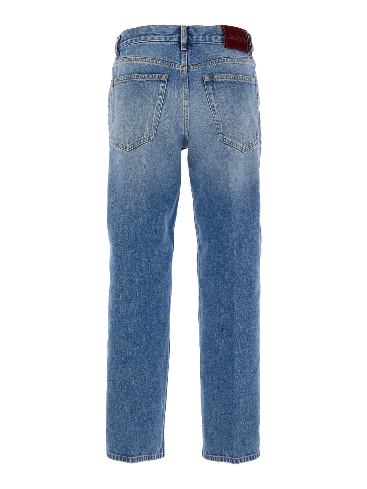Blue Jeans with Logo Patch on the Rear and Faded Effect in Denim Woman alternative