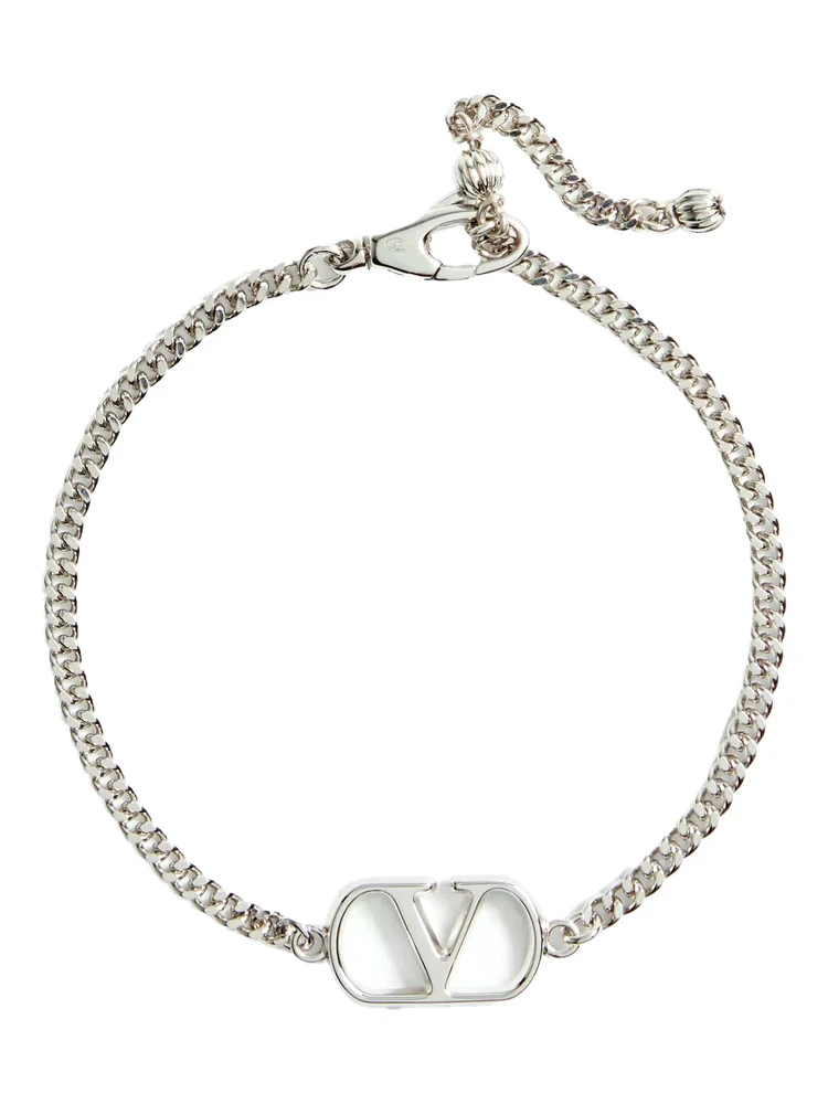 Metallic Bracelet with Chunky Chain-Link Design and VLogo in Bronze Man