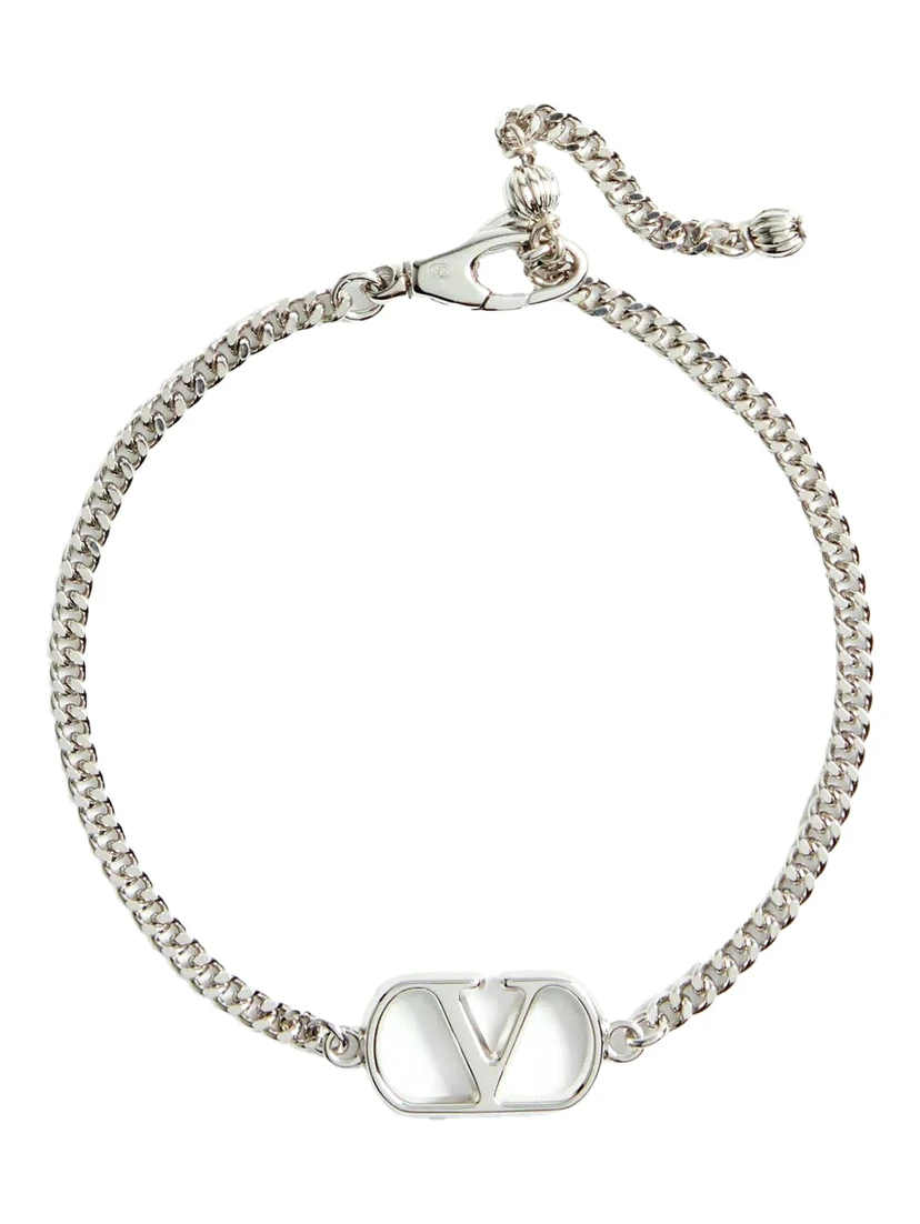 Metallic Bracelet with Chunky Chain-Link Design and VLogo in Bronze Man