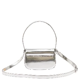 1DR Silver-Tone Shoulder Bag with Oval D Patch in Lamintaed Leather Woman