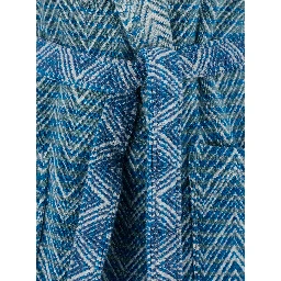 Stone Blue Bathrobe with Hood and All-Over ZigZag Motif in Cotton Home