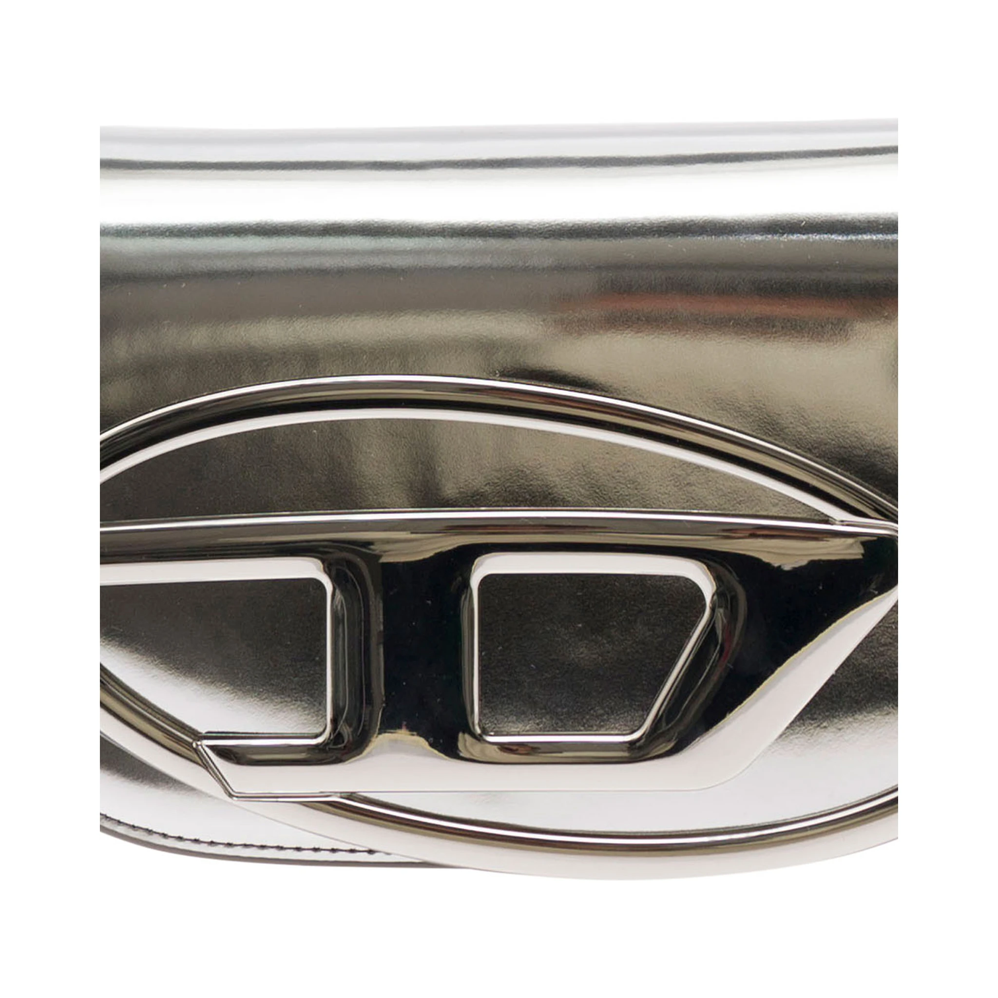 1DR Silver-Tone Shoulder Bag with Oval D Patch in Lamintaed Leather Woman