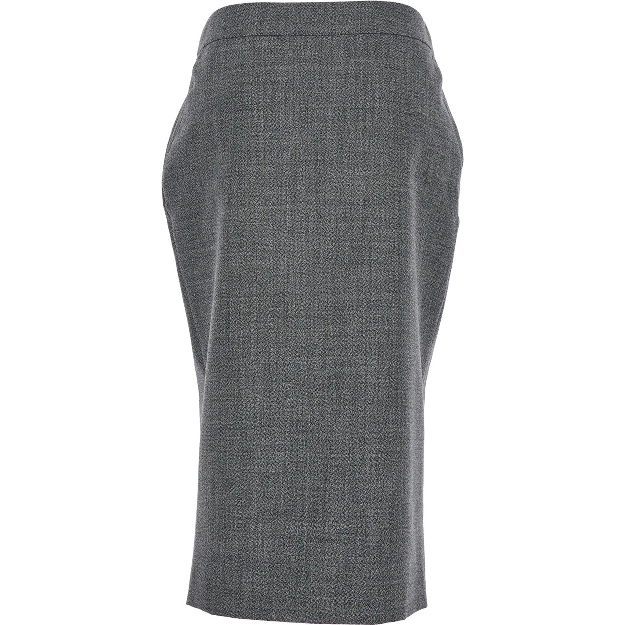 Grey Skirt with Button Closure in Wool Woman