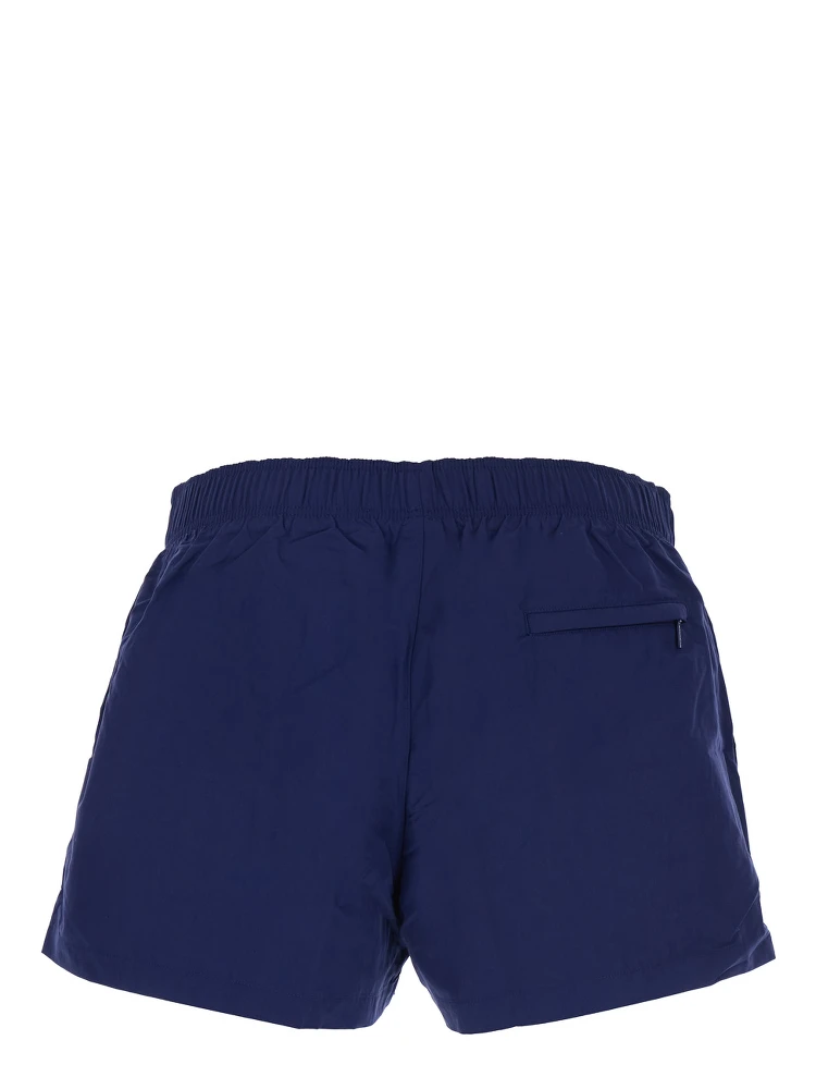Blue Swim Shorts with Elastic Waist and Medusa Plaque on the Front in Tech Fabric Man alternative