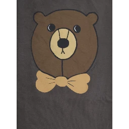 Grey Crew Neck Sweater with Front Print in Cotton Baby