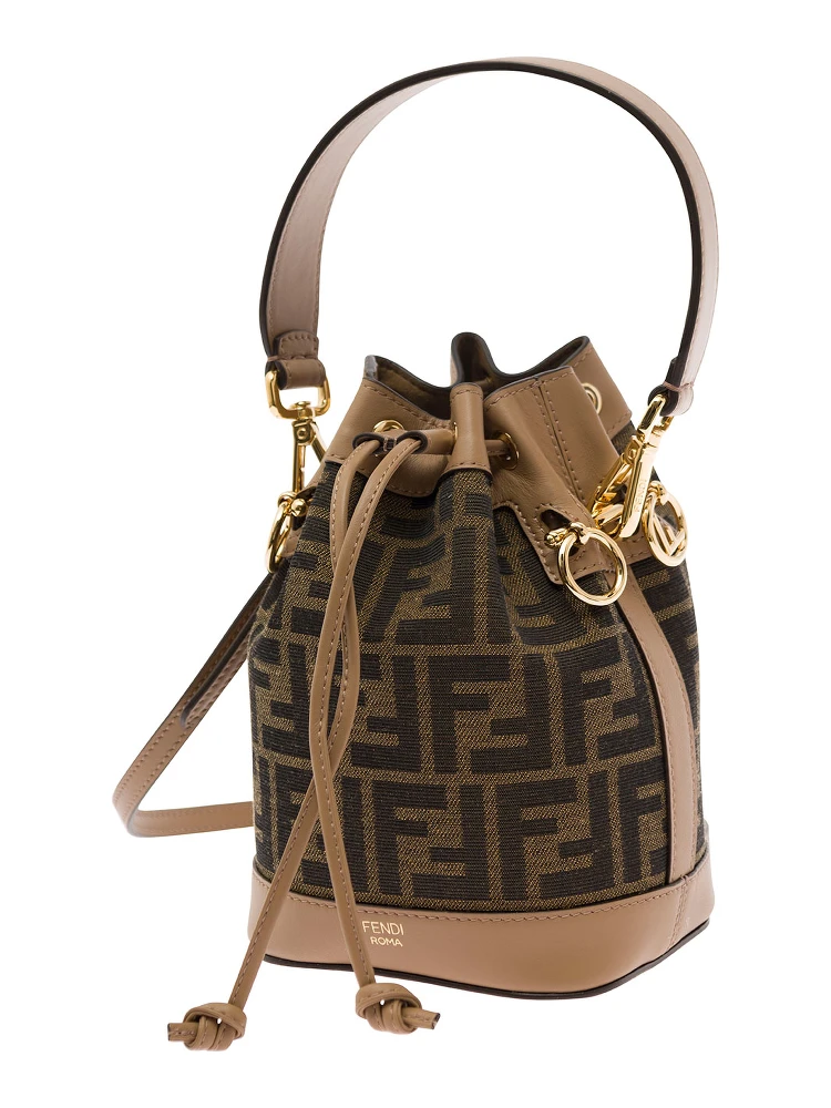 Mon Tresor Brown Minibag with Drawstring in FF Fabric Woman alternative