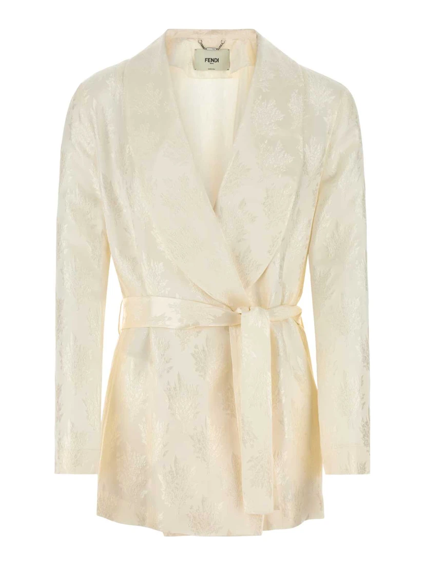 SCIALLE BELTED JAQUARD FLOWER JKT