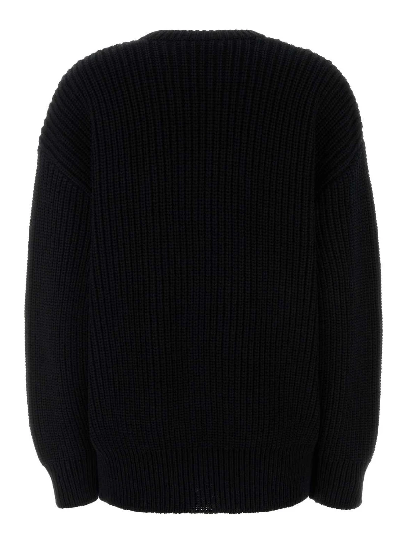 HALF CARDIGAN KNIT CREWNECK SWEATER