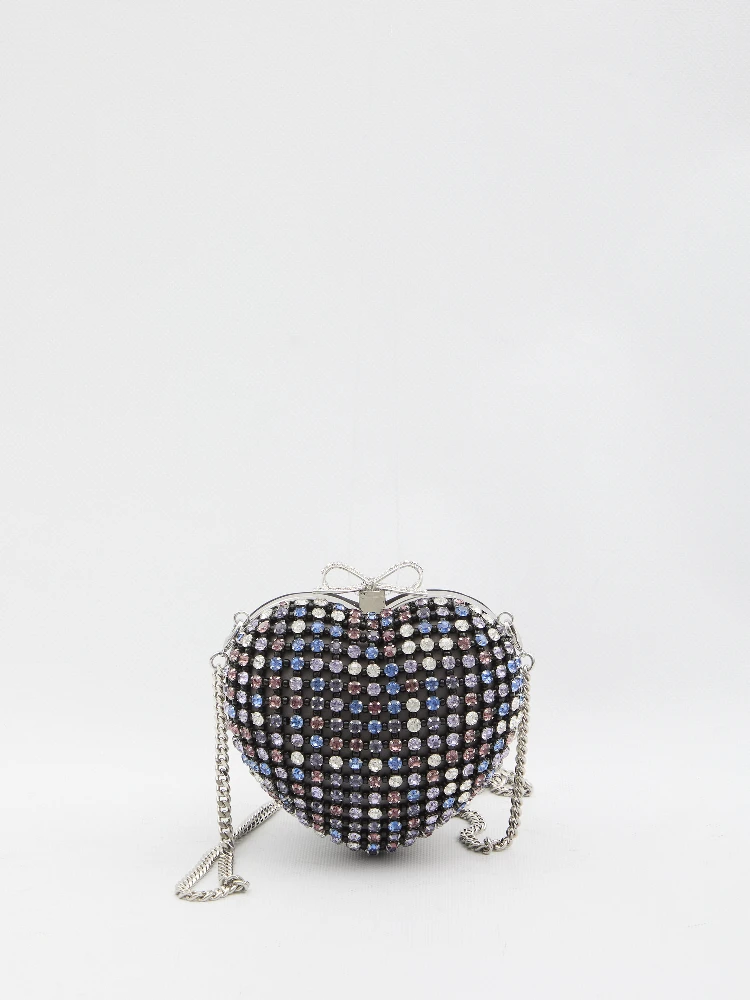 Multi crystal Heart clutch bag