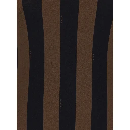 Brown One-Piece Swimsuit with FF and Stripe Motif in Stretch Fabric Woman