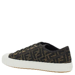 Brown Sneaker with All-Over FF Motif in Fabric Man