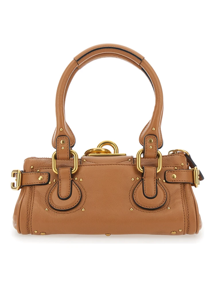 Paddington Brown Handbag with Two Top Handles and Padlock on the Front in Leather Woman alternative