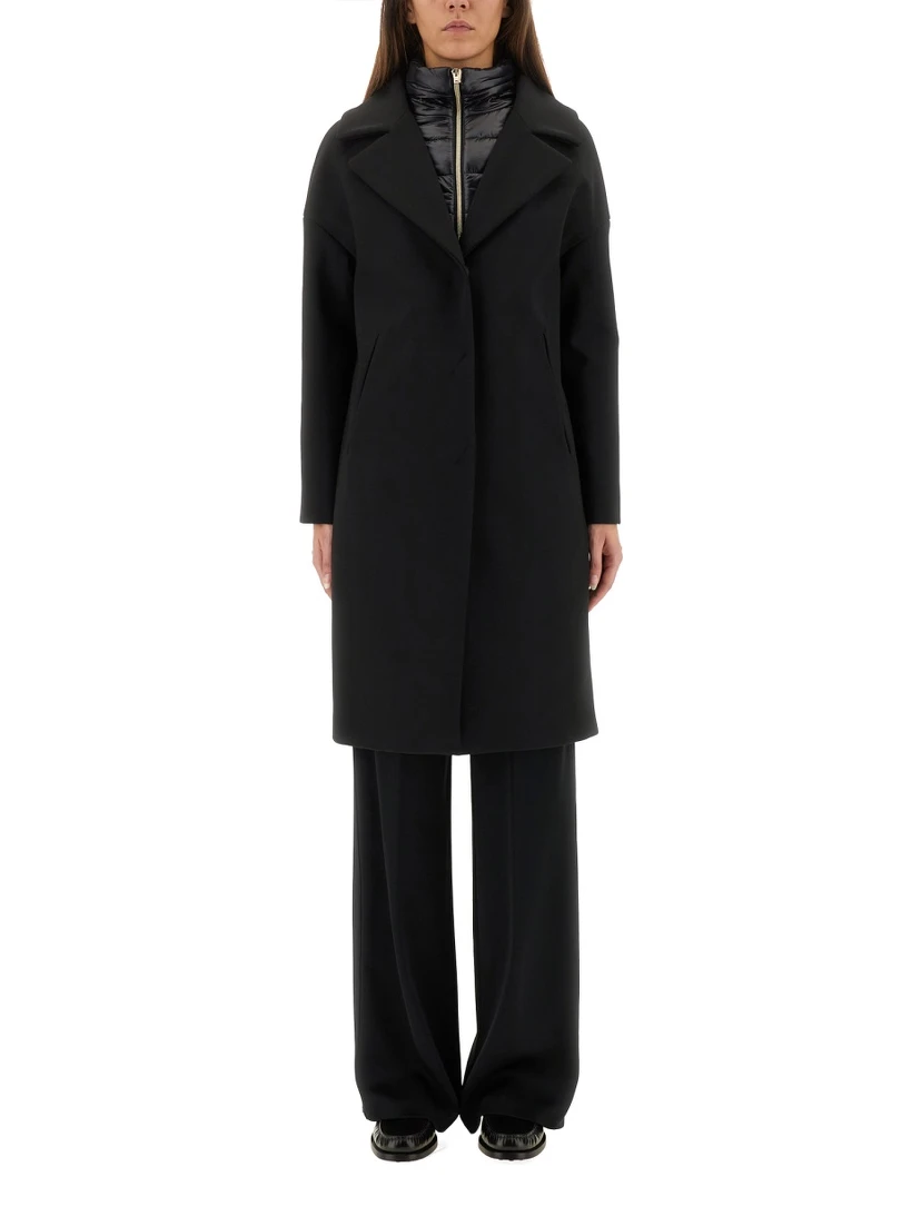 WOOL COAT WITH TECHNICAL BIB