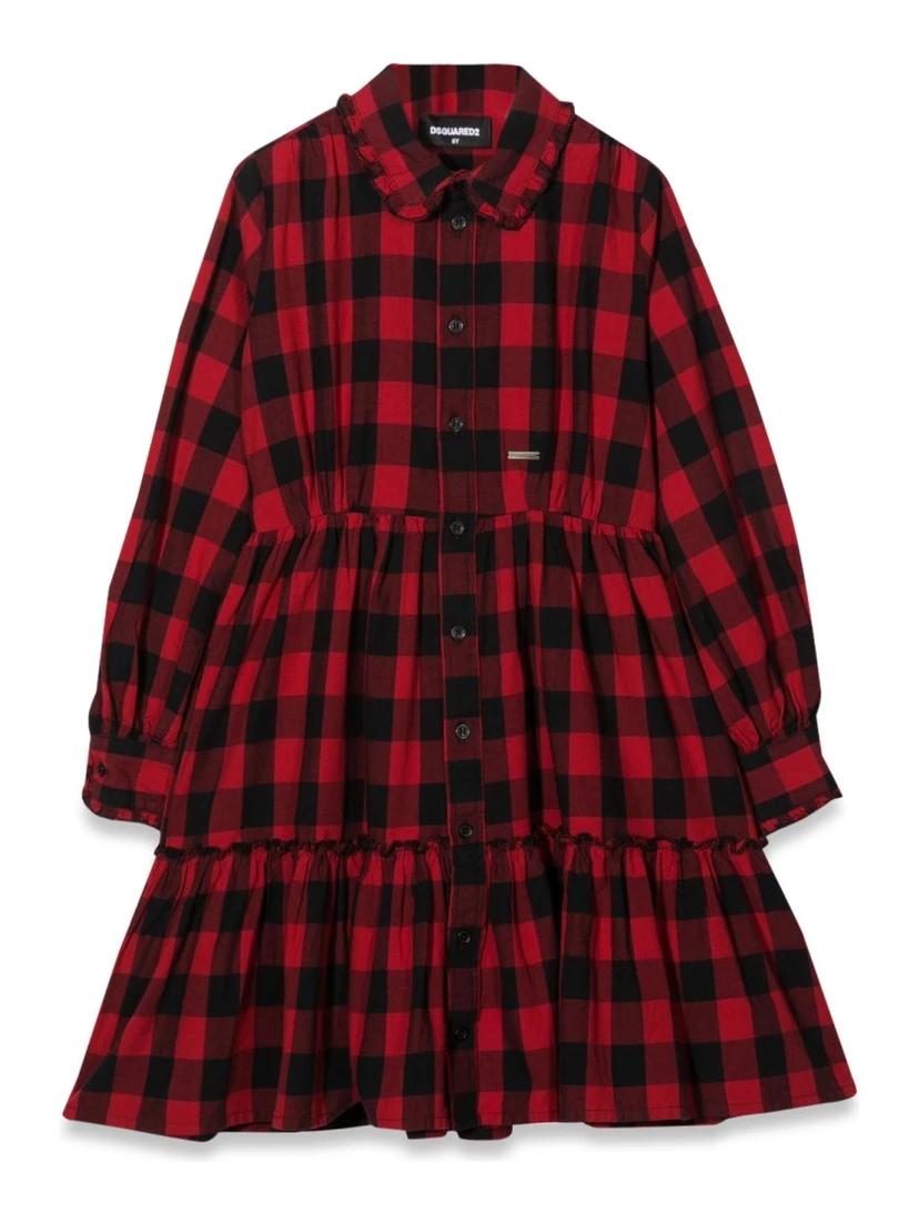 ABITO QUADRI CON BOTTONI E COLLETTO