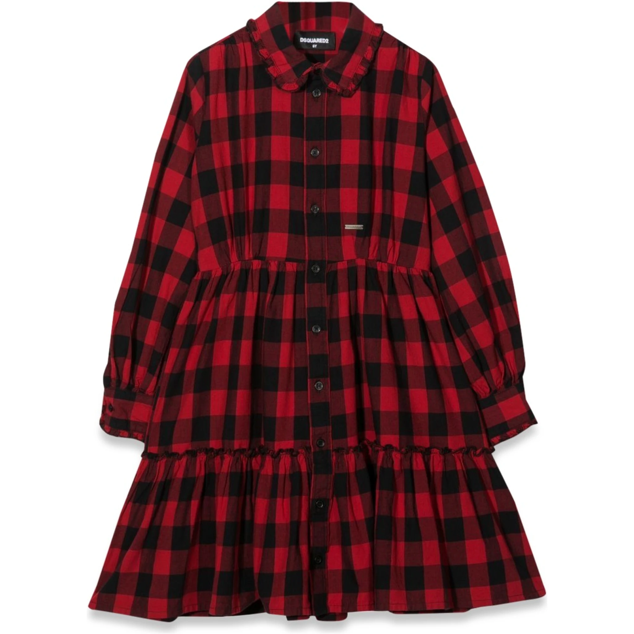 ABITO QUADRI CON BOTTONI E COLLETTO