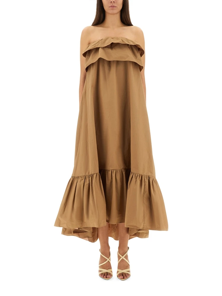 COTTON TWILL RUFFLE DRESS