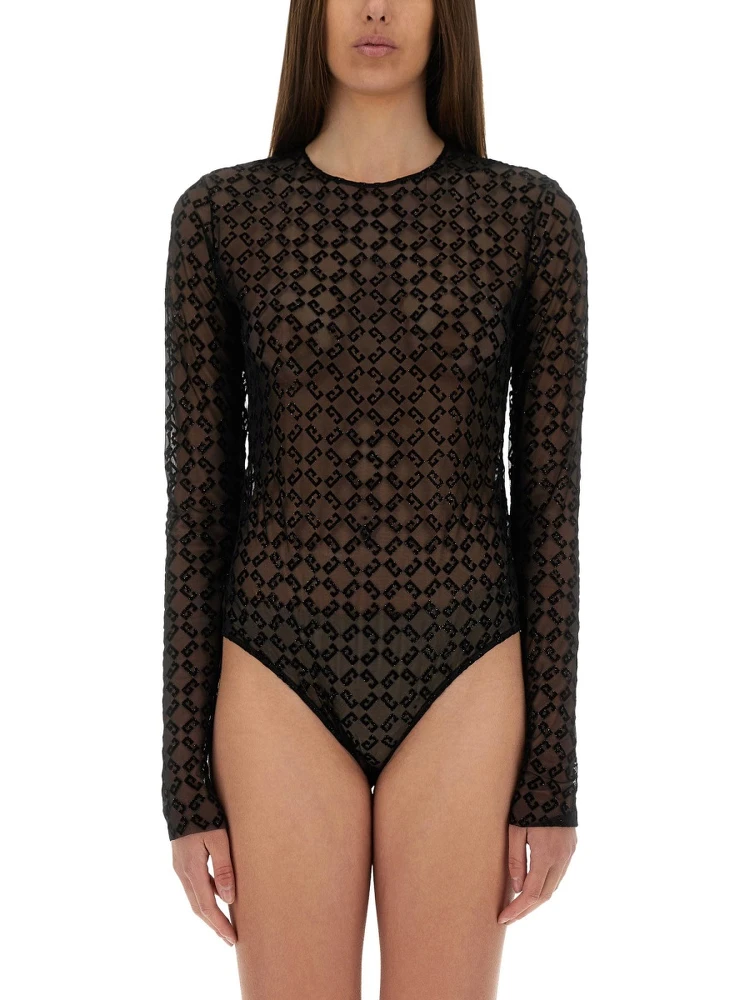 MONOGRAM TULLE BODYSUIT