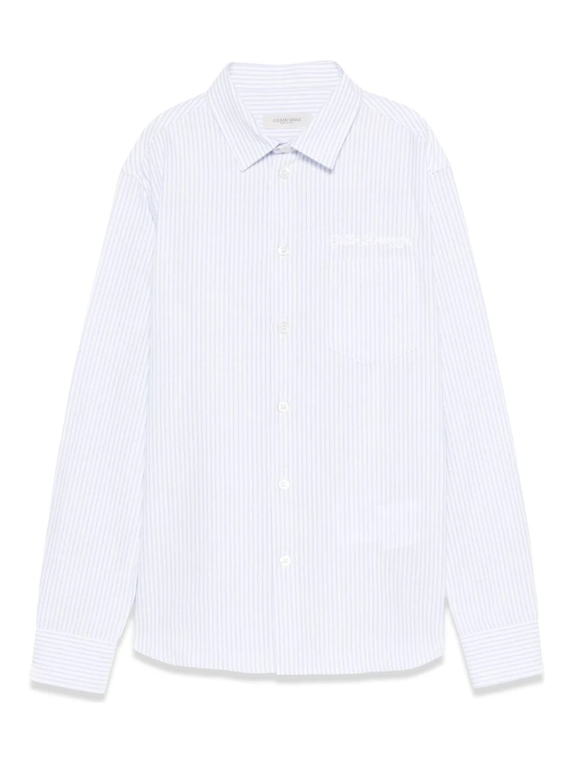 golden/ boy's regular shirt/ striped cotton with embroidery