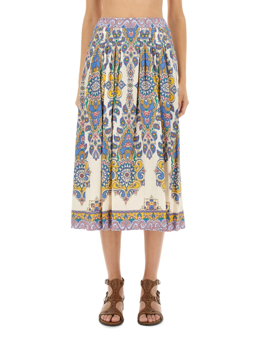 PAISLEY PRINT MIDI SKIRT