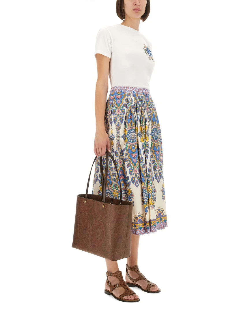 PAISLEY PRINT MIDI SKIRT