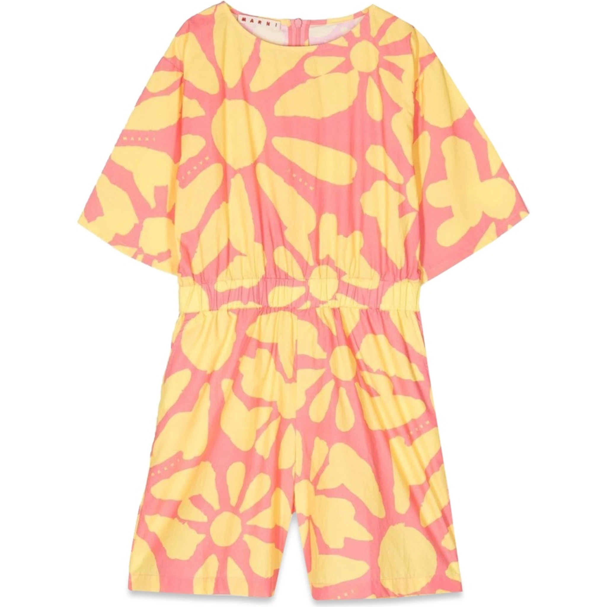 mc jumpsuit and patterned shorts