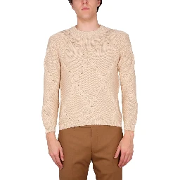 COTTON CABLE STITCH CREW NECK SWEATER