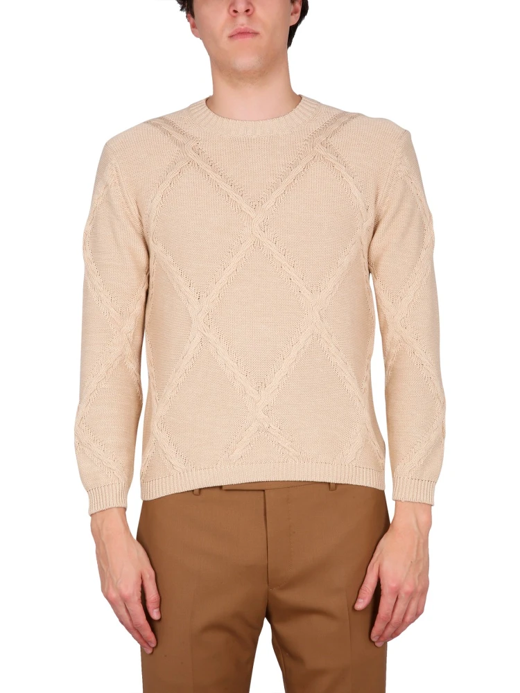 COTTON CABLE STITCH CREW NECK SWEATER