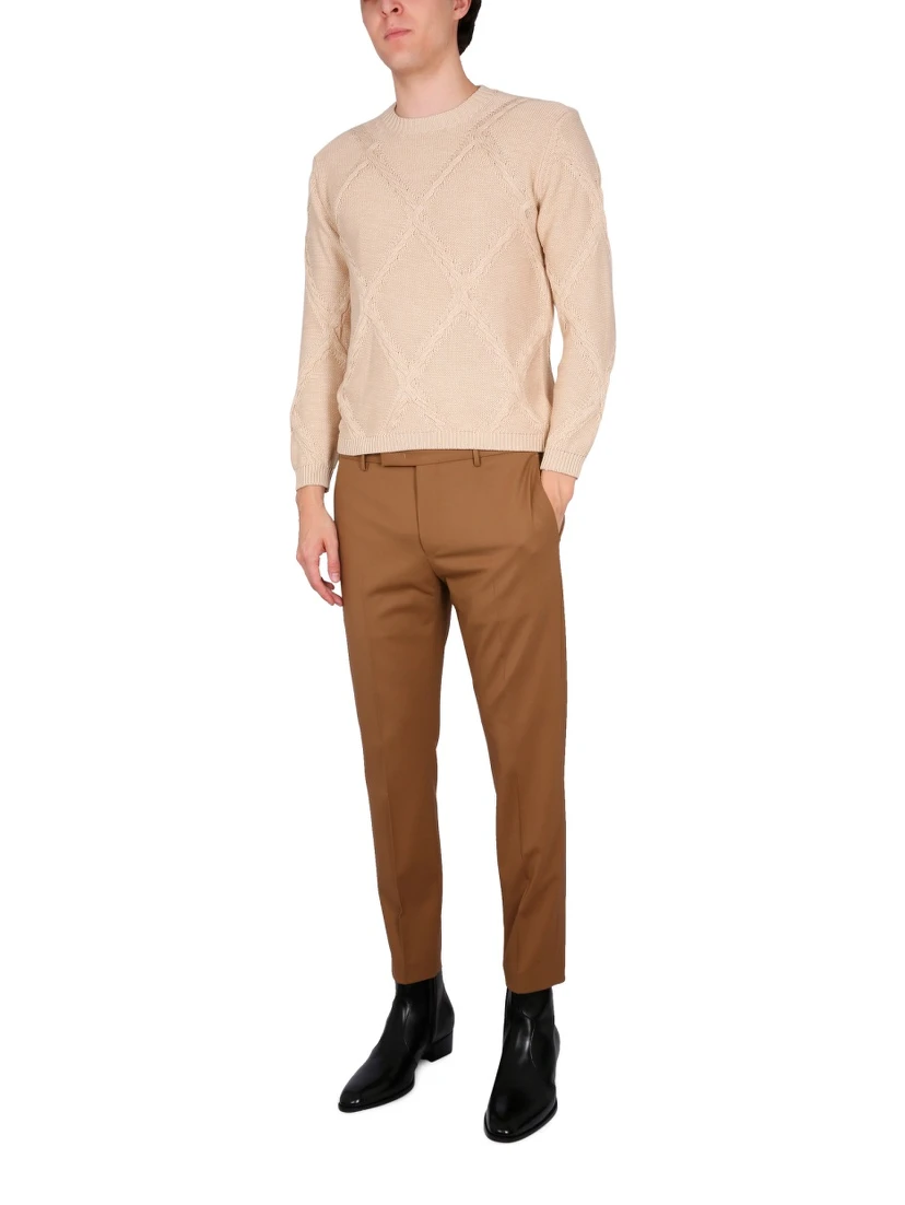 COTTON CABLE STITCH CREW NECK SWEATER