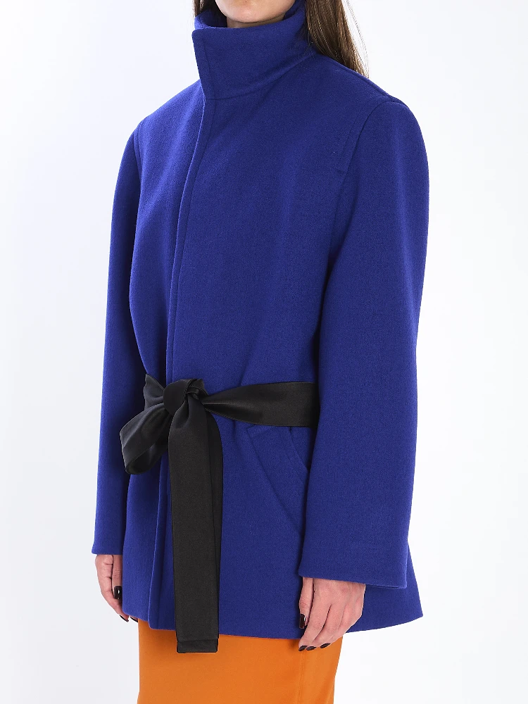 Boxy belted coat in wool alternative