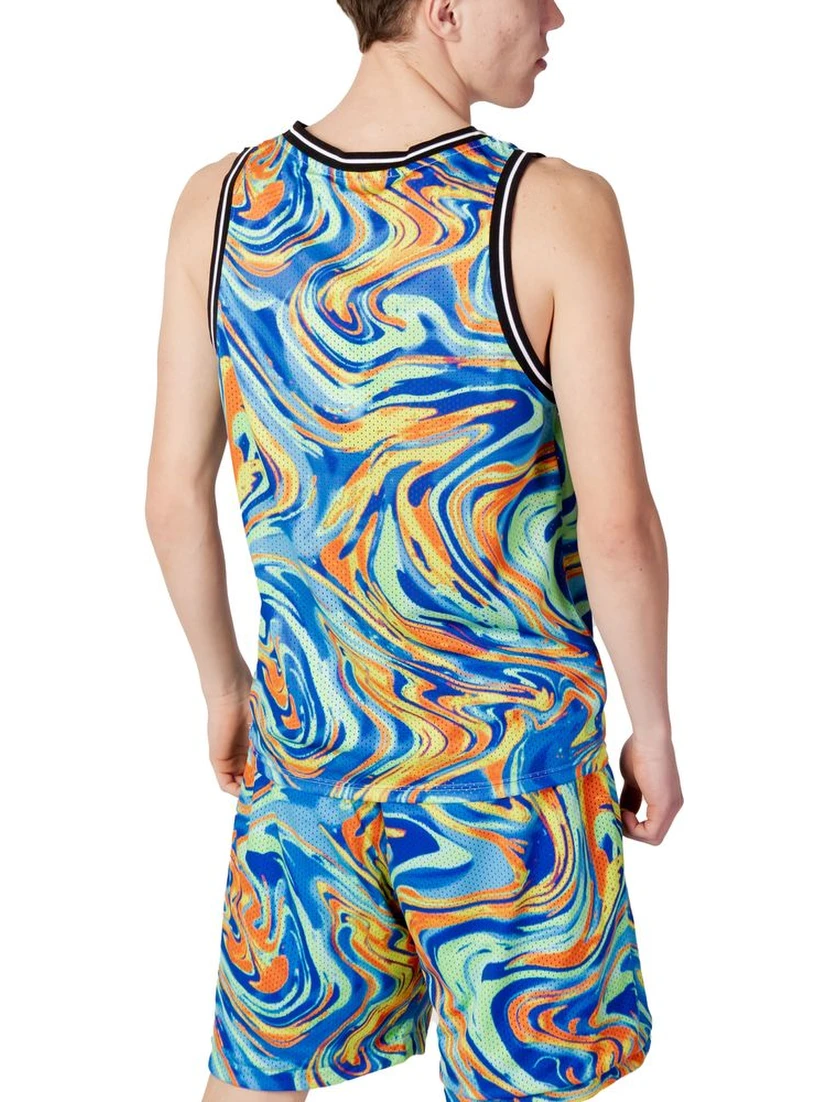Blue Polyester Tank Tops