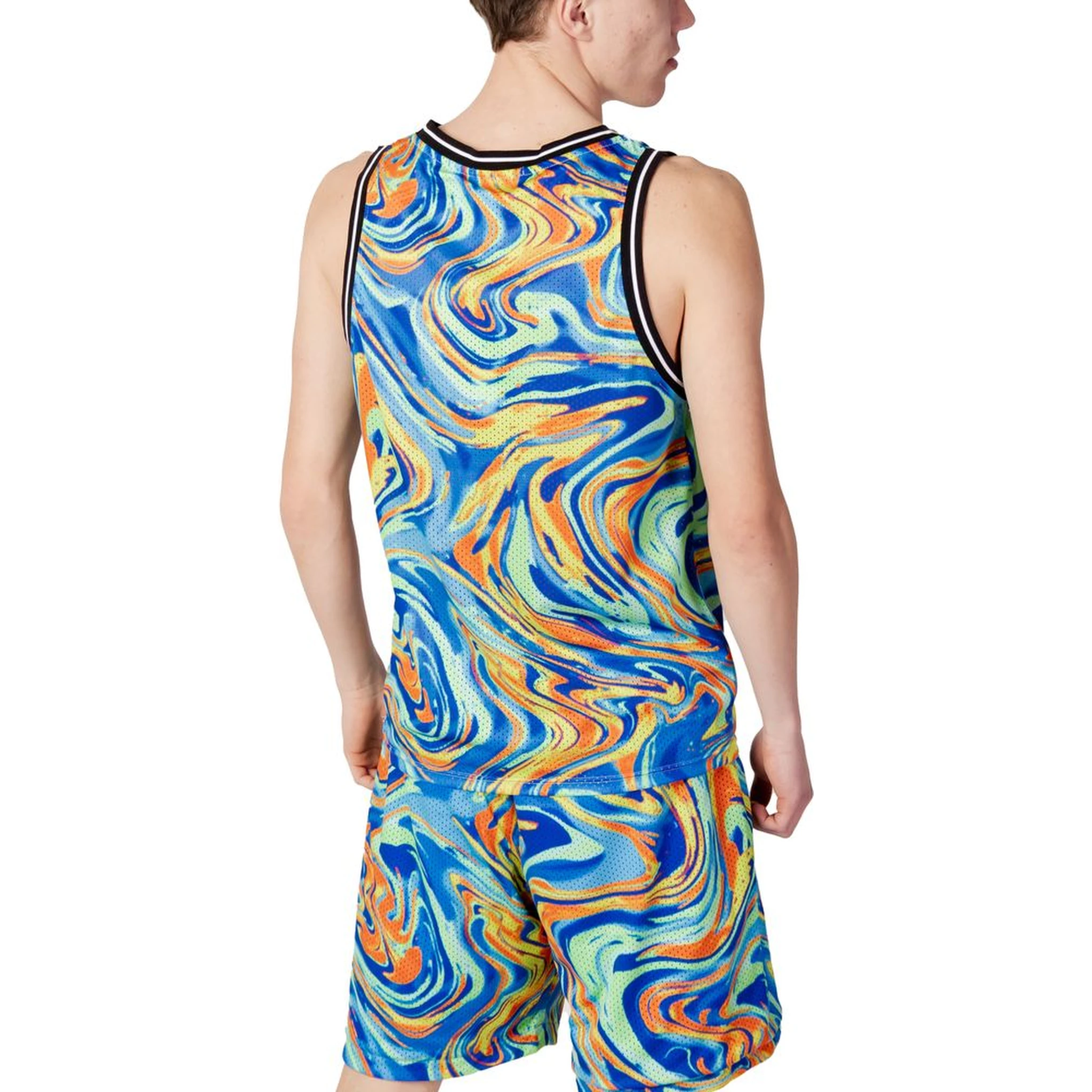 Blue Polyester Tank Tops