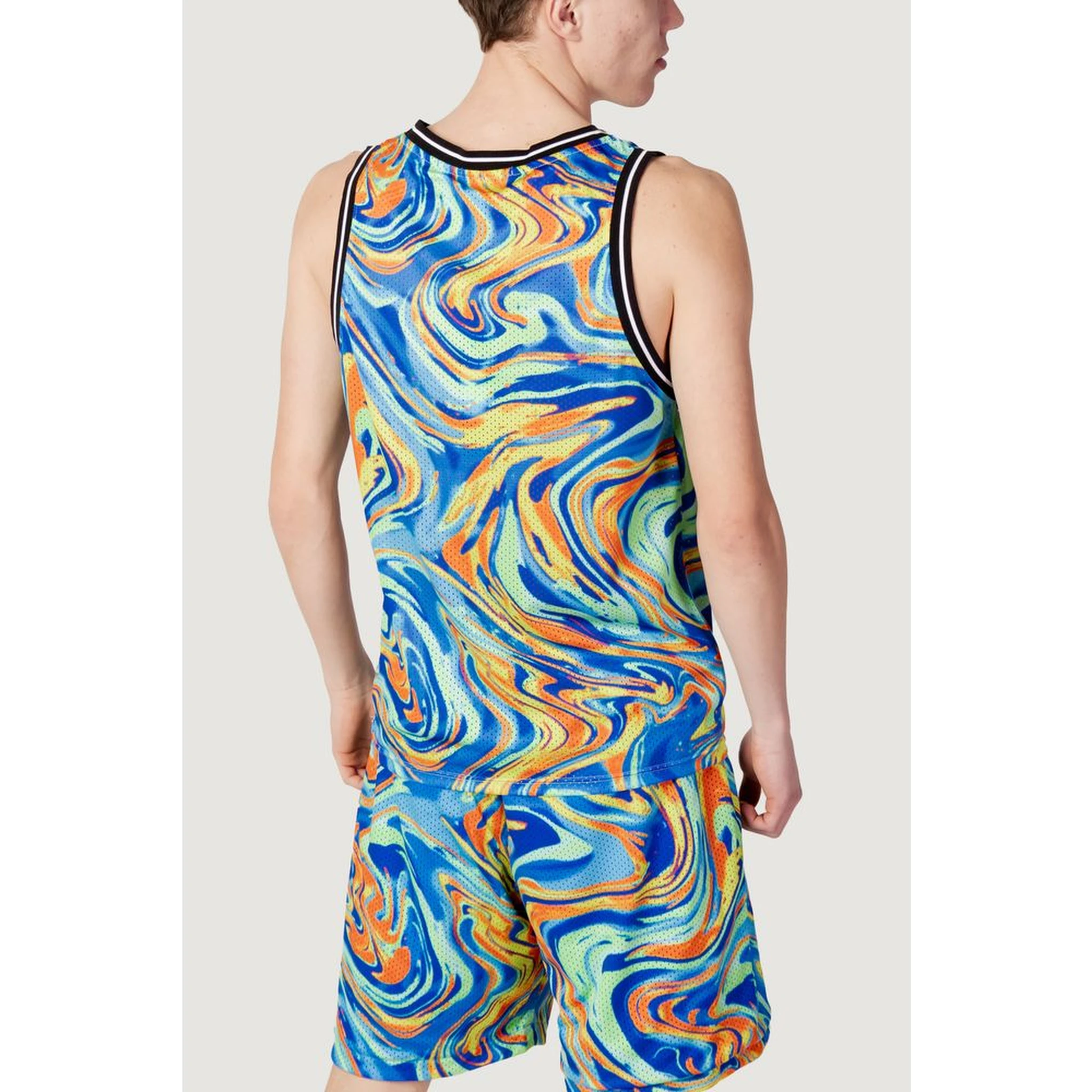 Blue Polyester Tank Tops