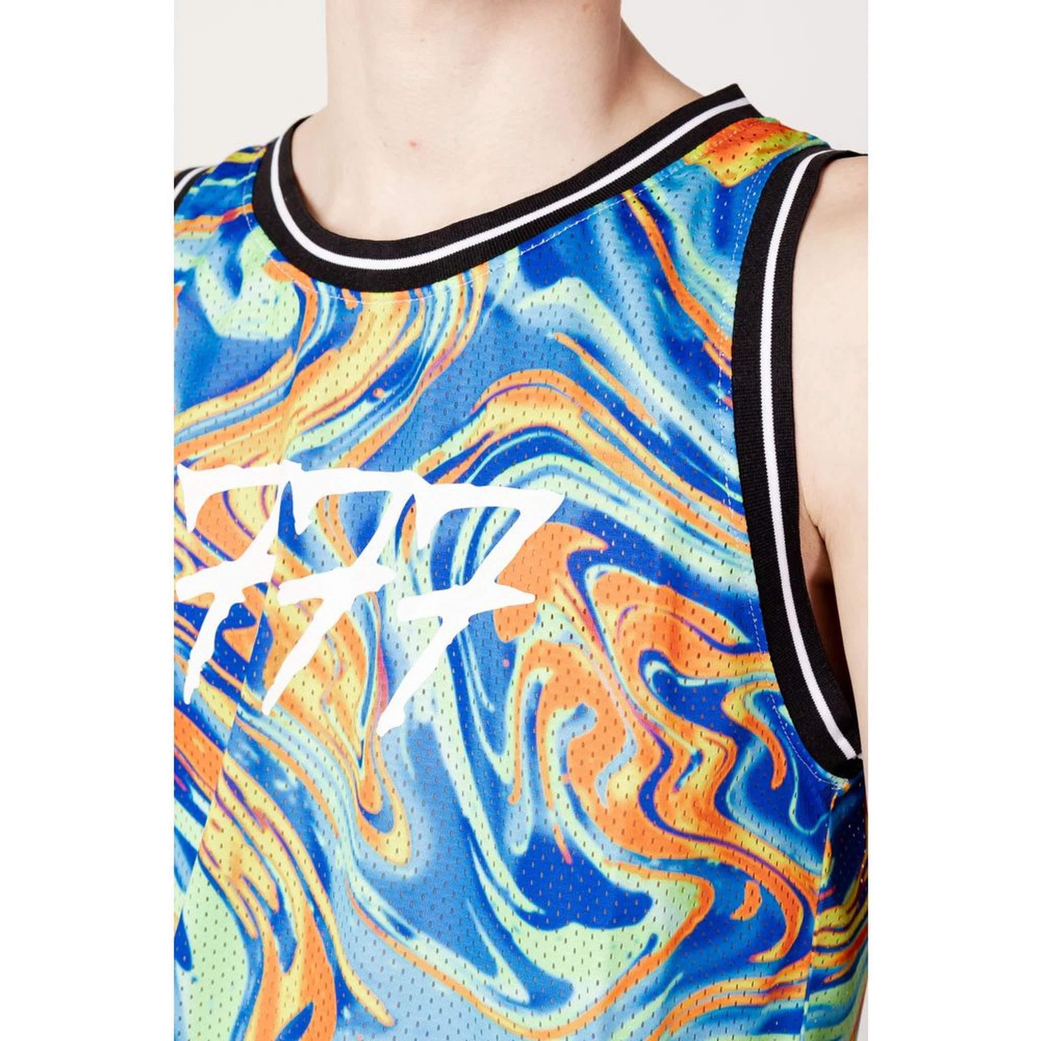 Blue Polyester Tank Tops