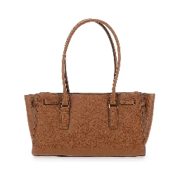 Hamilton Moderne Small Brown Shoulder Bag with Padlock on the Front and Ring with Pendants in Leather Woman