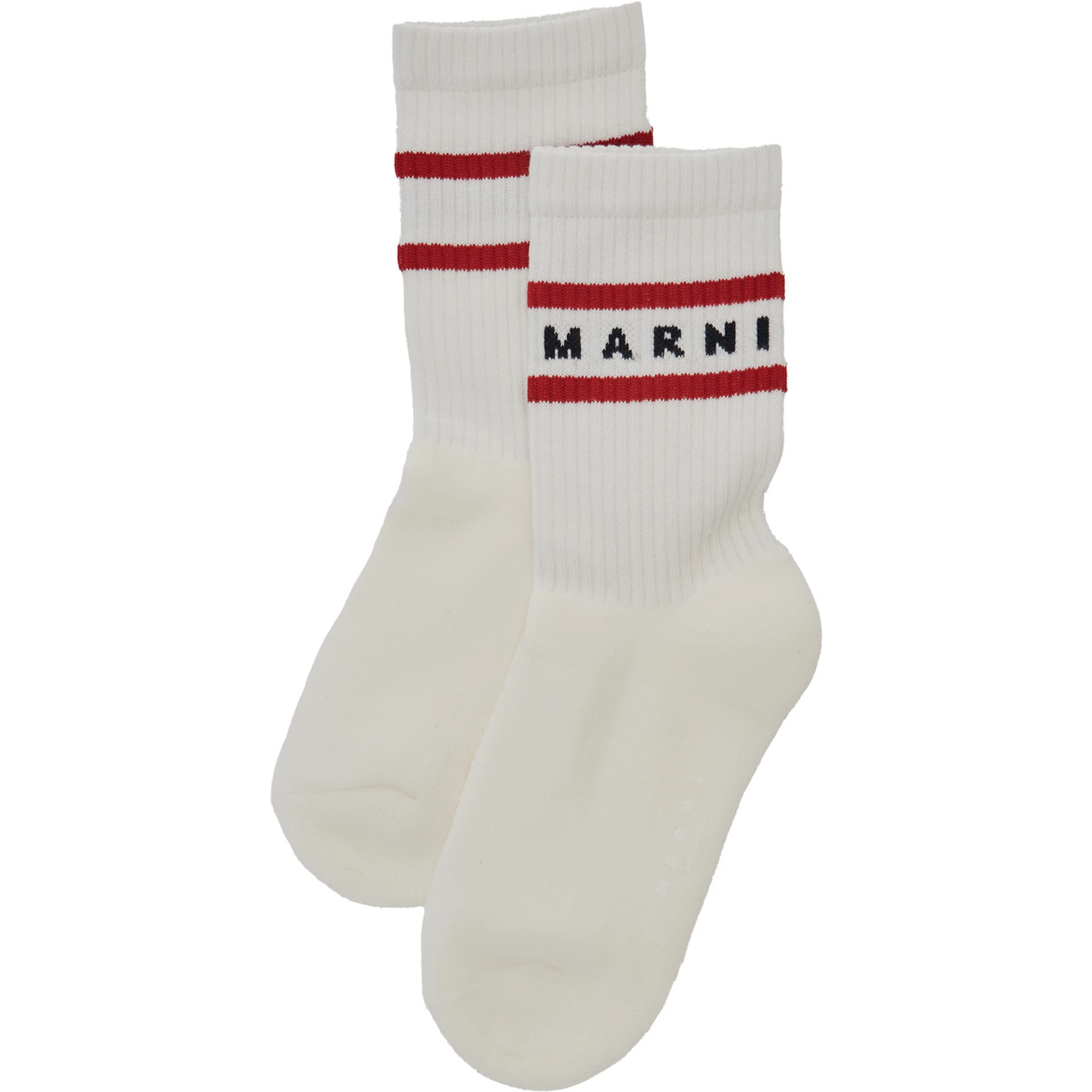 White Socks with Ribbed Design and Logo Lettering in Cotton Boy