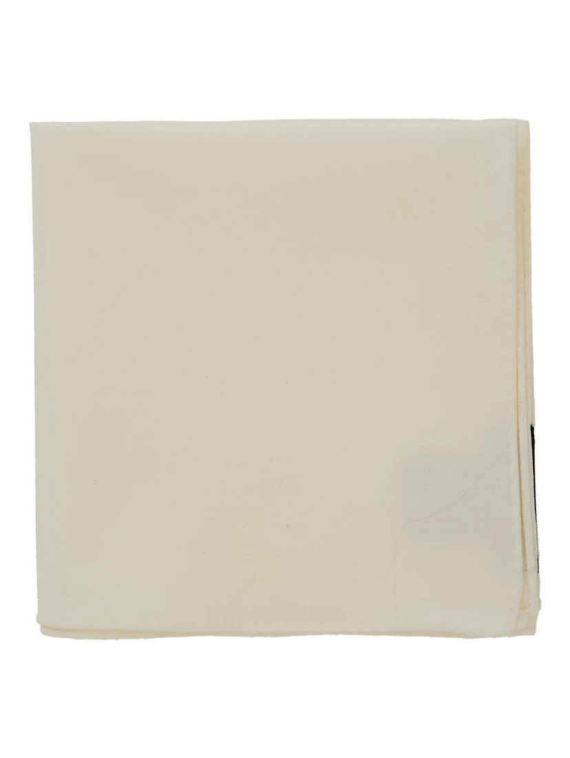 Cream White Handkerchief with Internal Logo Patch in Virgin Wool Man