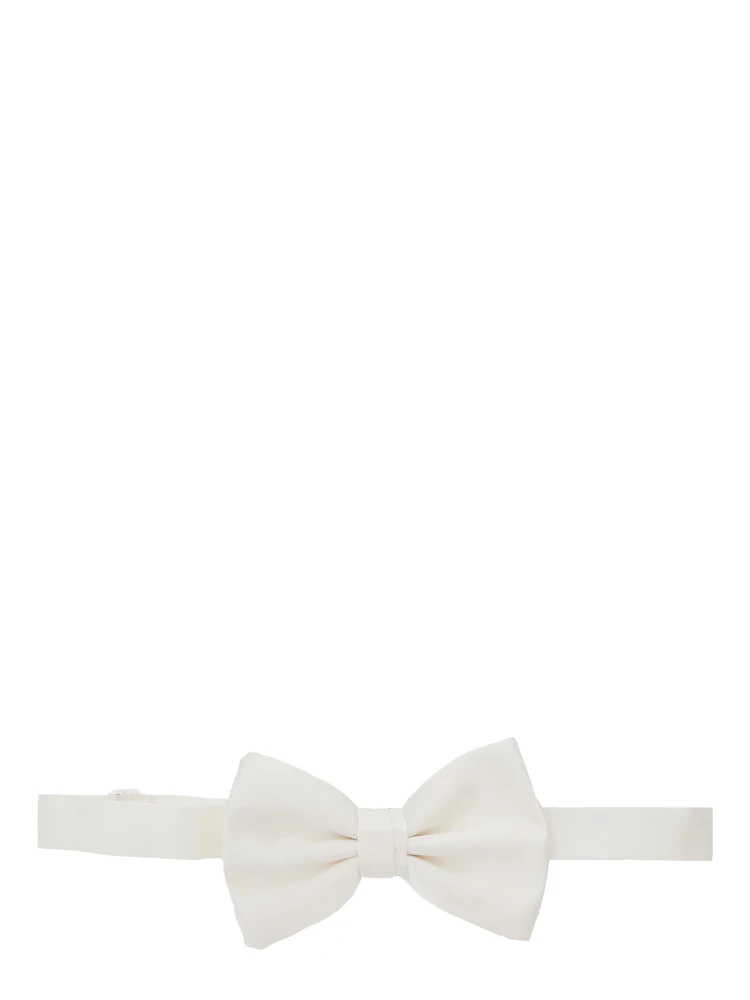 White Bow Tie with Adjustable Closure in Silk Man