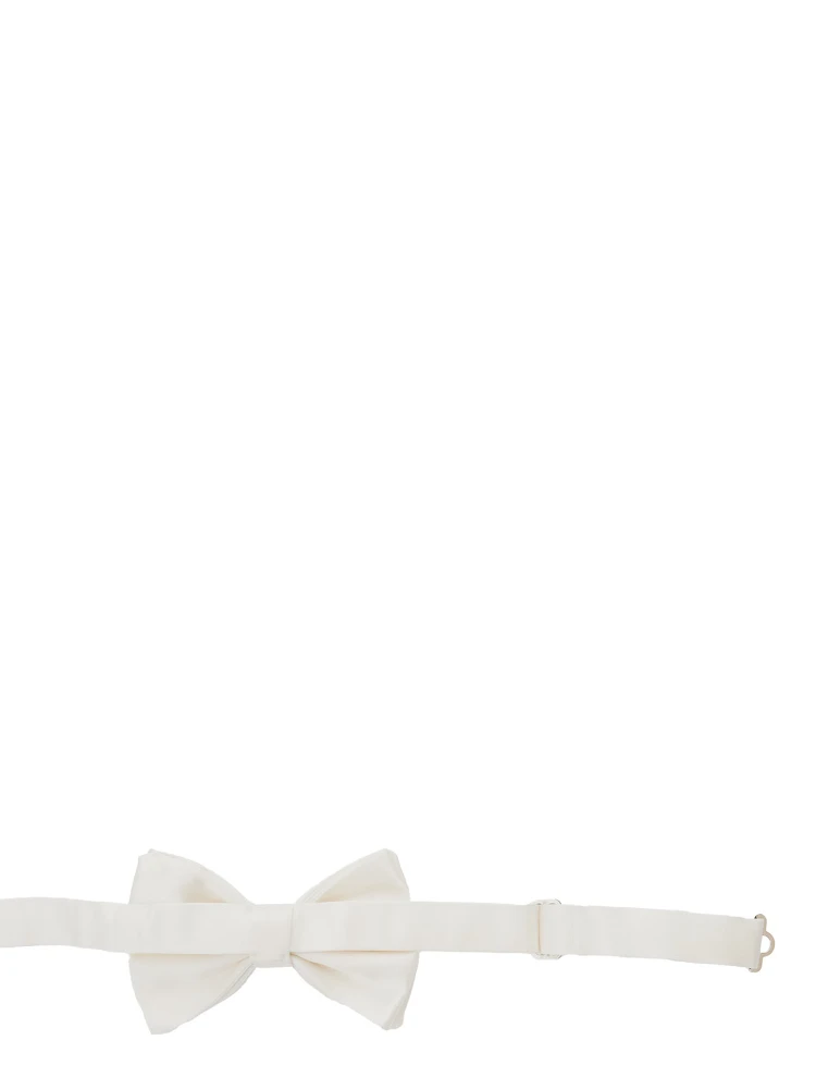 White Bow Tie with Adjustable Closure in Silk Man alternative