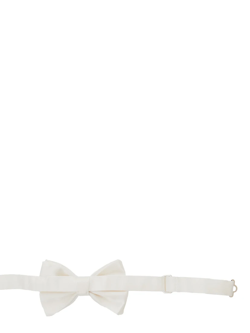 White Bow Tie with Adjustable Closure in Silk Man