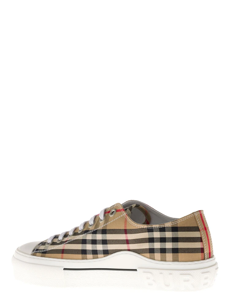 Buberry Mans Vintage Check Beige Cotton Sneakers alternative