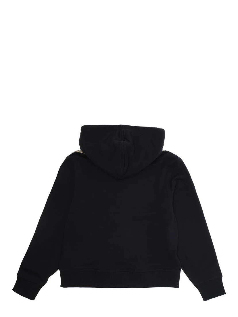 Black Hoodie with Equestrian Knight Motif on the Front in Cotton Boy