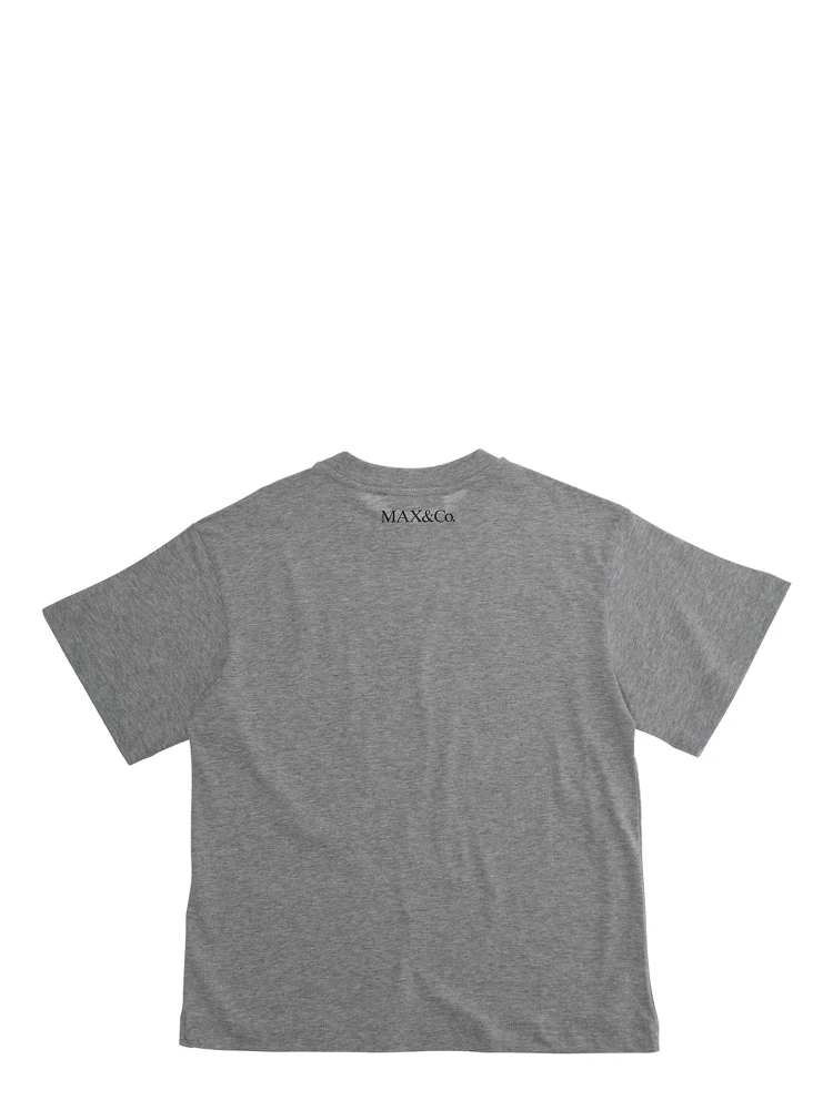 Grey Crewneck T-Shirt with Print on the Front in Cotton Girl alternative