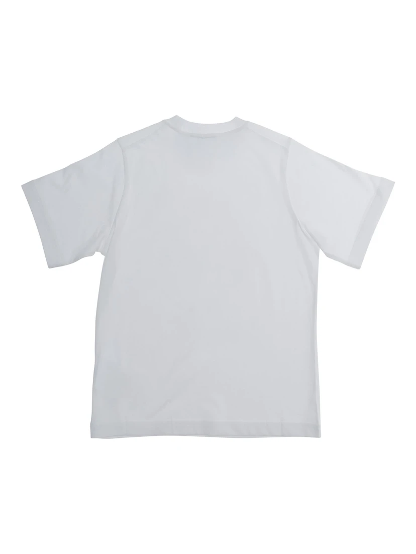 White Crewneck T-Shirt with Logo Lettering on the Front in Cotton Boy